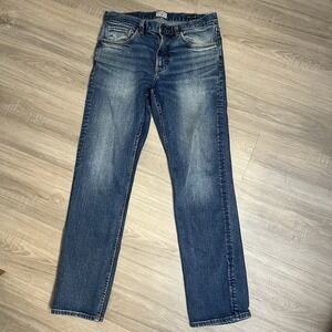 Faherty Men's 31x30 (Fits 31x28) Blue Slim Straight Stretch Denim Jeans